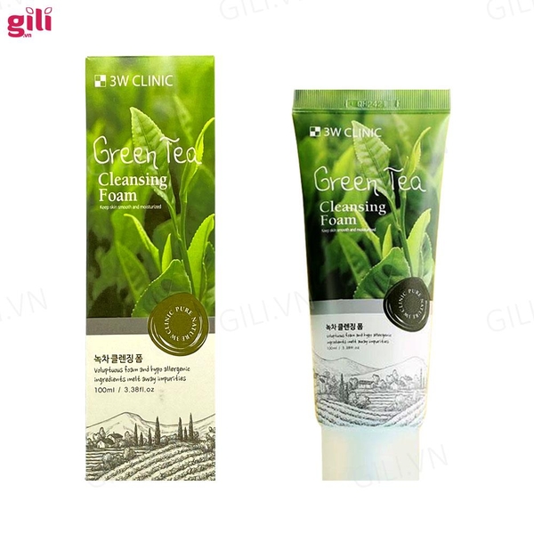 Sữa rửa mặt 3W Clinic Green Tea Cleansing Foam 100ml chính hãng