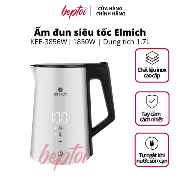 Ấm siêu tốc đun nước siêu nhanh Inox 316 2 lớp chống phỏng Elmich 1,7Lít KEE-3856W