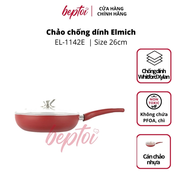 Chảo chống dính Athena EL-1142E, chảo chống dính đáy từ Elmich