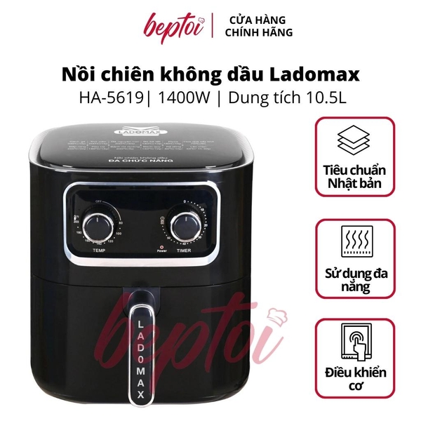 Nồi chiên không dầu Cơ, dung tích lớn 10.5 Lít, công suất 1400W Ladomax HA-561