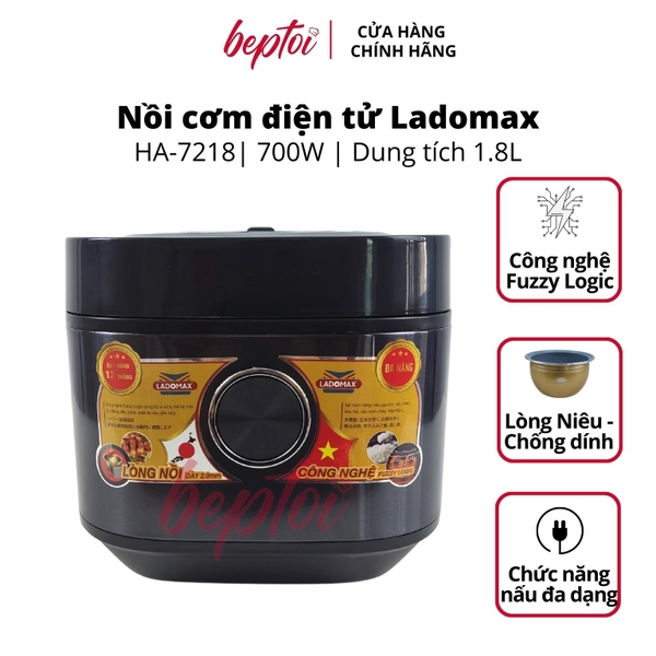 Nồi cơm điện tử Ladomax dung tích 1.8L công suất 860W nấu đa chức năng HA-7218