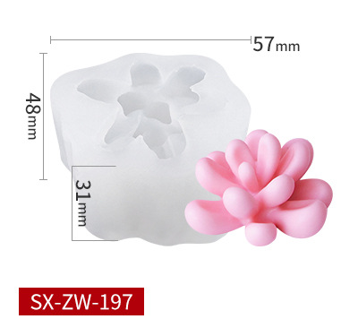 000559K9_Khuôn silicon Sen Đá 5cm Sỏi Thiên Thanh Nhỏ ZW-197 dùng trang trí bánh rau câu hoa nổi 4d