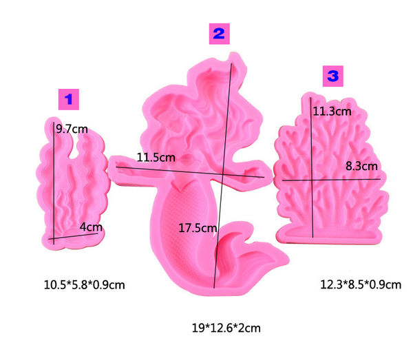 000486K15_Khuôn silicon Nàng Tiên Cá - San hô làm bánh rau câu 3D, 4D