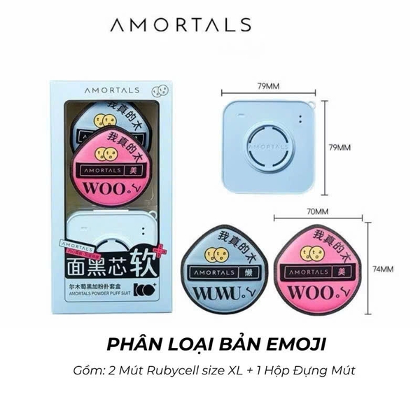 Set 2 Mút Tán Nền Amortals Phiên Bản Emoji Xanh Dương + Hồng