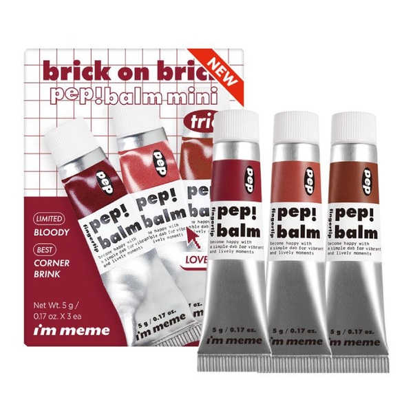 Set 3 Cây Son Dưỡng Có Màu I'm Meme Brick On Brick Pep! Balm Mini Trio