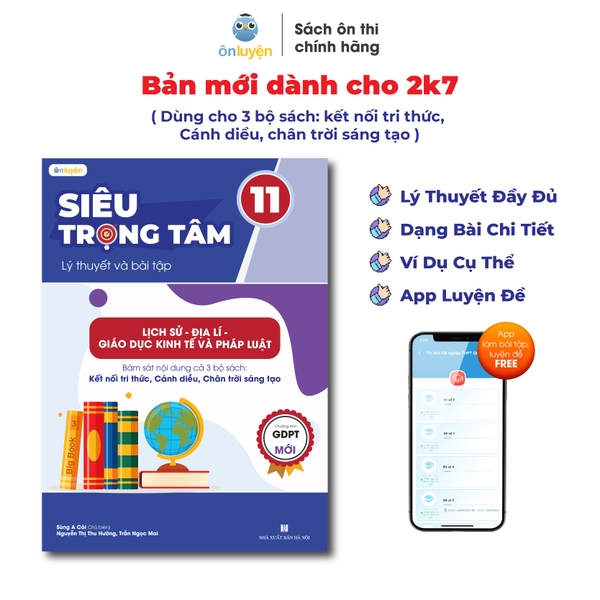 Lớp 11 (chương trình mới)-Sách Siêu trọng tâm Sử, Địa,GD Kte Pháp Luật 3 bộ Kết nối, Cánh diều, Chân trời đều học được