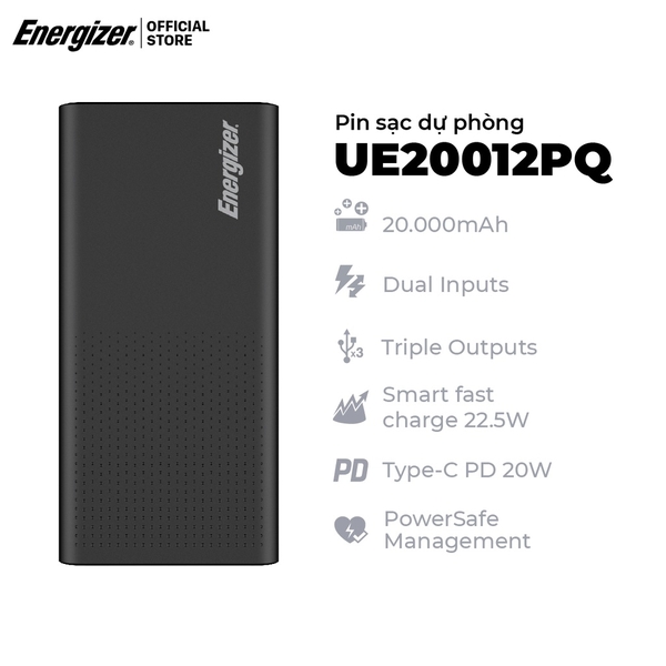 Pin dự phòng Energizer 20000mAh UE20012PQ