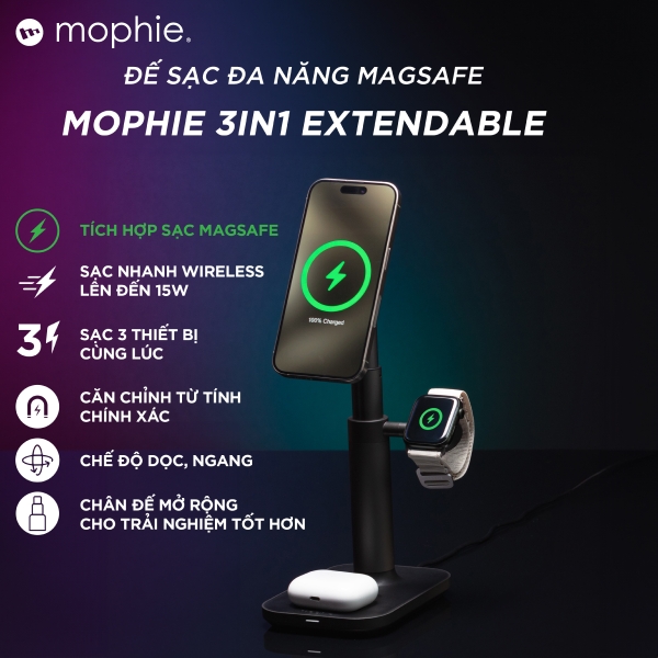 Đế sạc mophie 3in1 Extendable Stand