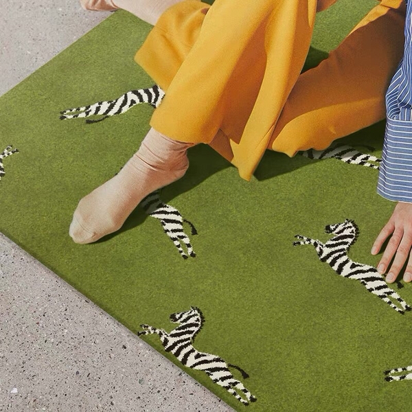 Thảm trải sàn Ngựa Vằn Xanh cao cấp / Green Zebra Rug