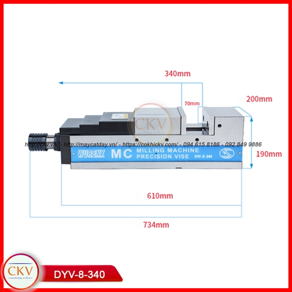 Eto phay thủy lực MC DYV-8''-340 hàm mở 340mm