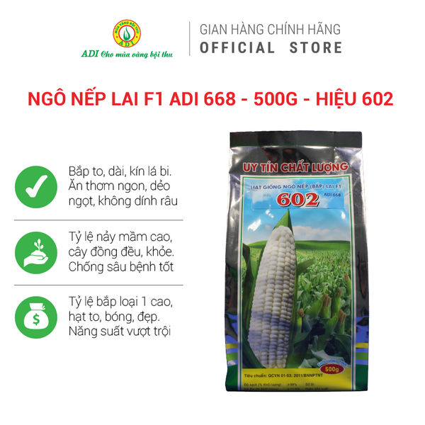 Hạt giống ngô nếp lai F1 ADI 668 - Hiệu 602