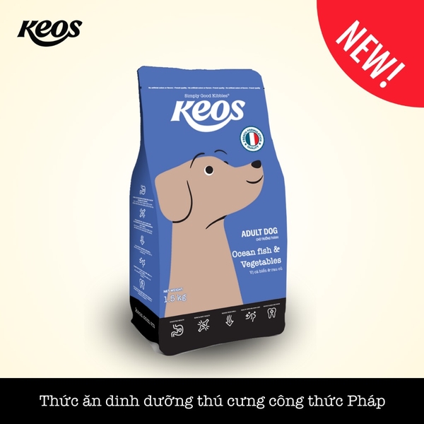 Keos thức ăn chó tt vị cá biển & rau củ 1.5kg (thùng 6 gói)