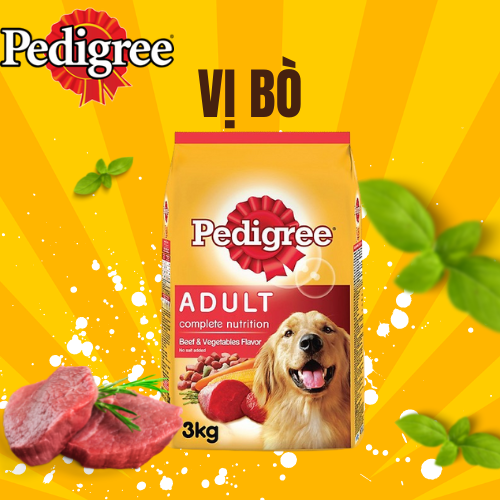 Thức ăn hạt dành cho Chó trưởng thành Pedigree Adult vị bò 3kg