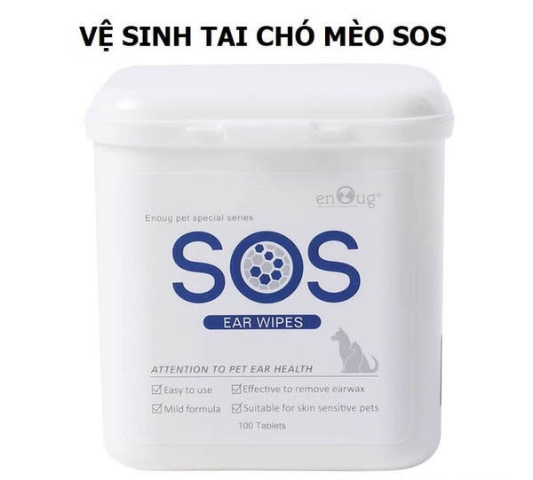 UP Khăn ướt SOS vệ sinh tai chó/mèo 100 miếng 1 hộp