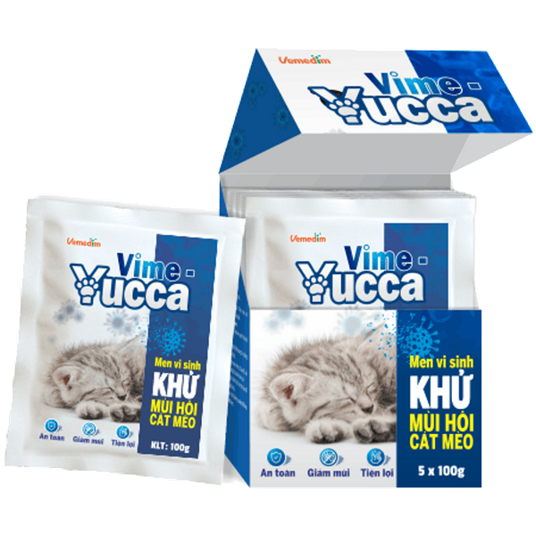 Vime - Yuca Men vi sinh khử mùi hôi cát mèo Vimedim - 100gr