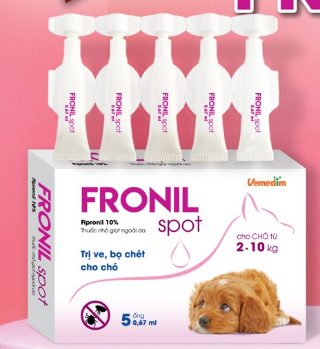 Nhỏ gáy Fronil Spot 2-10kg trị ve rận cho chó (hộp 5 cái)