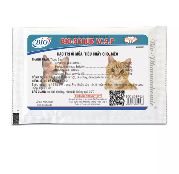 BIO-SCOUR W.S.P - ĐẶC TRỊ ÓI MỬA, TIÊU CHẢY CHÓ MÈO