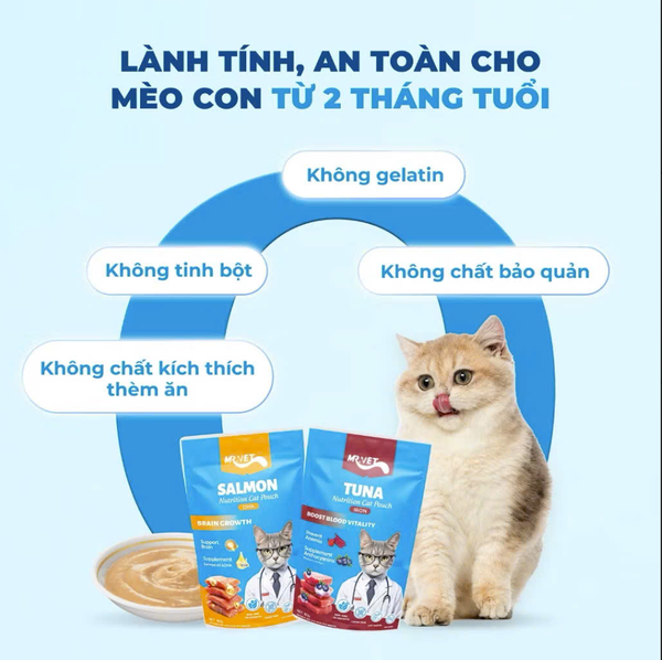 Mr. Vet Tuna Nutrition Cat Pouch 70g - Thức ăn có chứa Cá ngừ, Gà, Dầu cá hồi