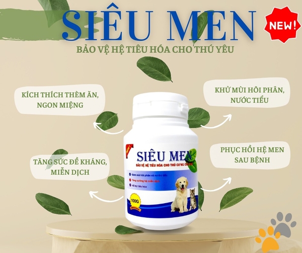 Siêu Men - Giảm mùi hôi phân/bảo vệ tiêu hóa cho thú cưng