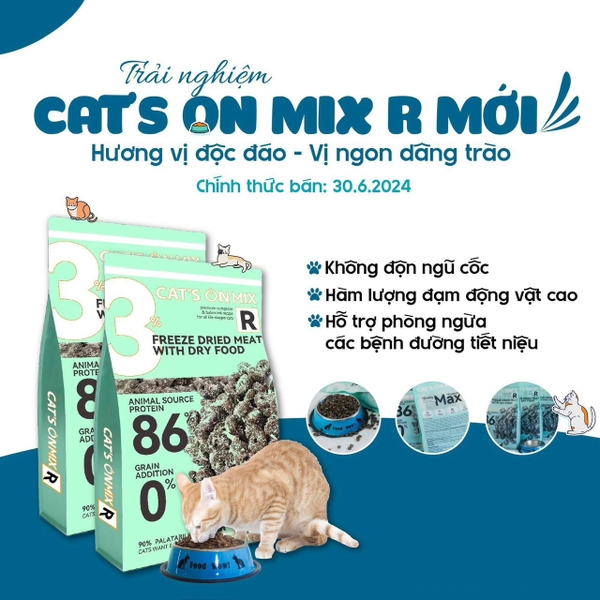 Thức ăn hạt cho mèo có topping Cat's On Mix R 1.4kg