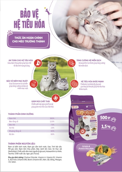 Define Thức ăn mèo trưởng thành bảo vệ tiêu hóa 500g