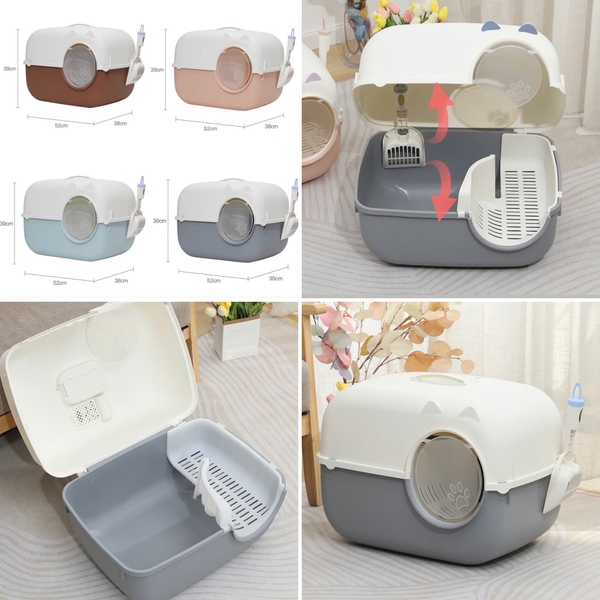 Spet Nhà vệ sinh hcn tai mèo có kính in bàn chân 52*38*39