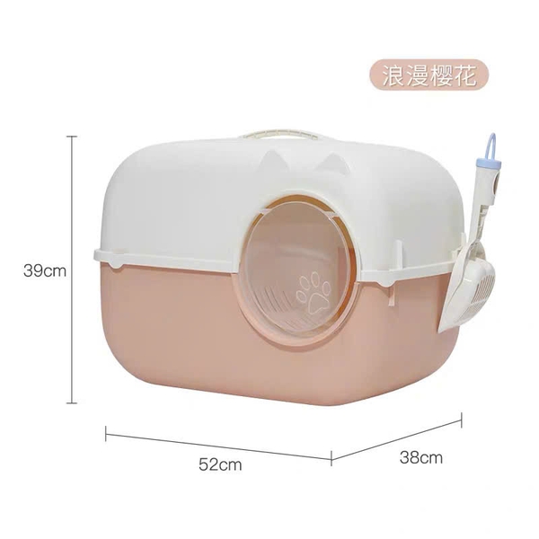 Spet Nhà vệ sinh hcn tai mèo có kính in bàn chân 52*38*39