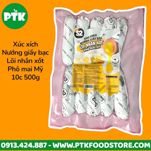 S2 Xúc xích nhân phomai nướng giấy bạc ( 10 cây x50g/gói,20 gói/thùng)