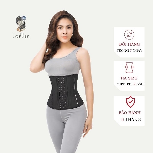 HCM] Đai nịt bụng Latex Corset Chuẩn Chính Hãng Hy Lạp - Màu đen