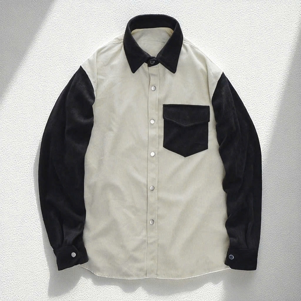 Áo Sơ Mi Tay Dài Big Size Nam (85-135kg) - Be Phối Đen