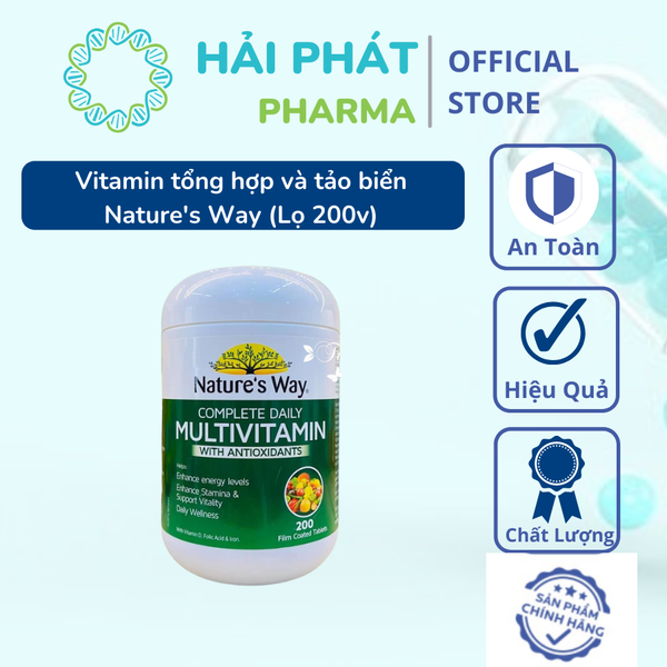 Vitamin tổng hợp & tảo biển Nature’s Way Multivitamin Spirulina 200 viên (Úc)