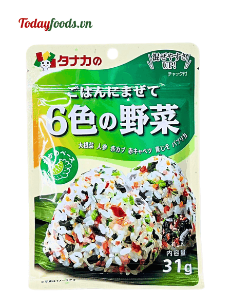 Gia vị rắc cơm Tanaka rau củ 6 màu 31g