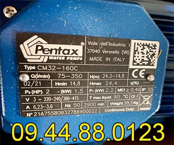 Máy bơm công nghiệp Pentax CM32-160C 1.5KW/2HP