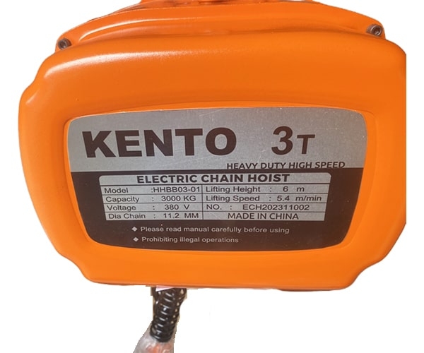 Pa lăng xích điện di chuyển Kento 3 tấn 6m HHBB03-01 380V
