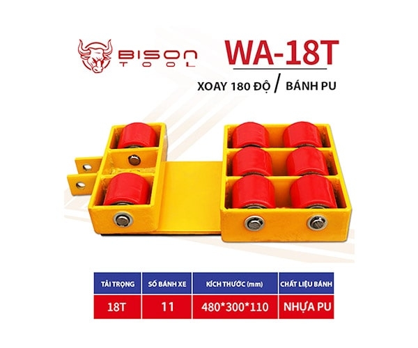 Con rùa chuyển hàng Bison 18 tấn WA-18T bánh PU xoay 180 độ