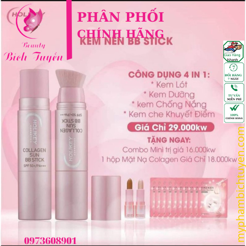 Kem nền BB Stick chống nắng Holikey Collagen 12g