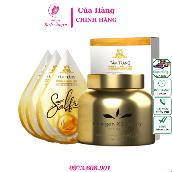 Bộ Đôi Dưỡng Trắng Kem Body & Tắm Trắng Collagen X3