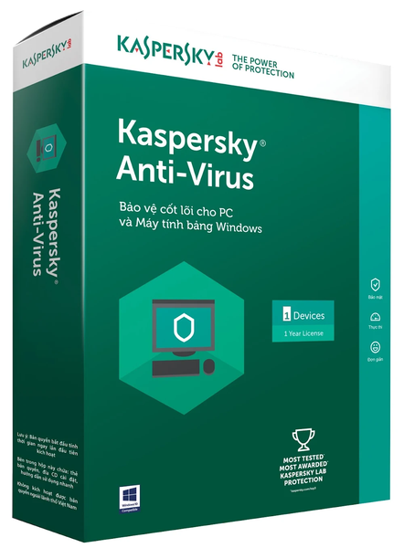 Phần mềm diệt Virus Kaspersky Antivirus (1 máy tính/ 1 năm)