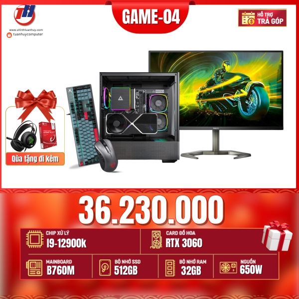 PC Game 04 B760 Gaming/ i9-12900k/ VGA RTX 3060 12G + Màn hình LCD 27inch