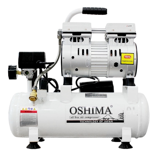 Máy nén khí Oshima 9L 1.0HP Trắng sữa Điện 1 pha (không dầu, chậm, dây đồng)