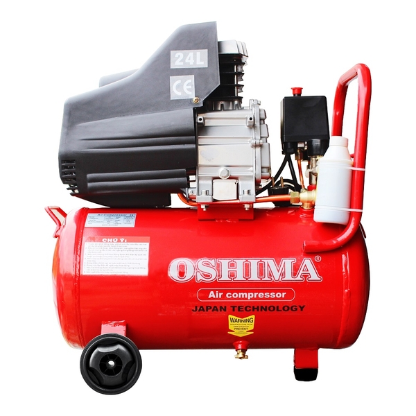 Máy nén khí Oshima 24L 2.0HP Đỏ Điện 1 pha (có dầu, nhanh, dây đồng)