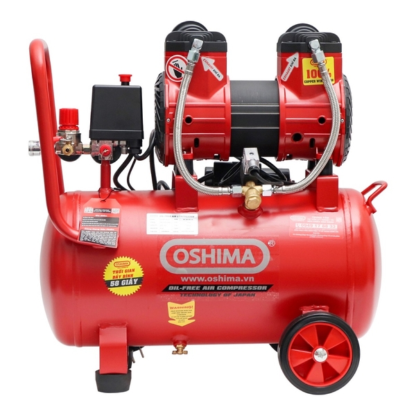 Máy nén khí Oshima 30-2.0 2.0HP Đỏ Điện 1 pha (Không dầu,nhanh,dây đồng)