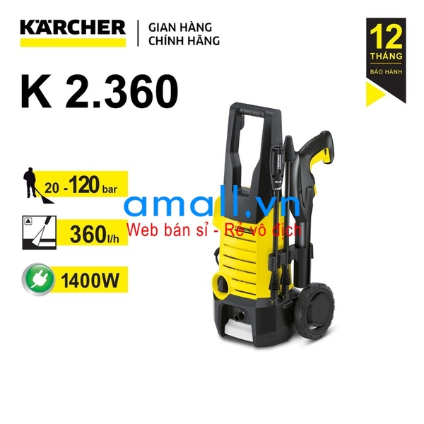 MÁY LÀM SẠCH ÁP LỰC CAO KARCHER K2-360, Hàng chính hãng thương hiệu từ Đức