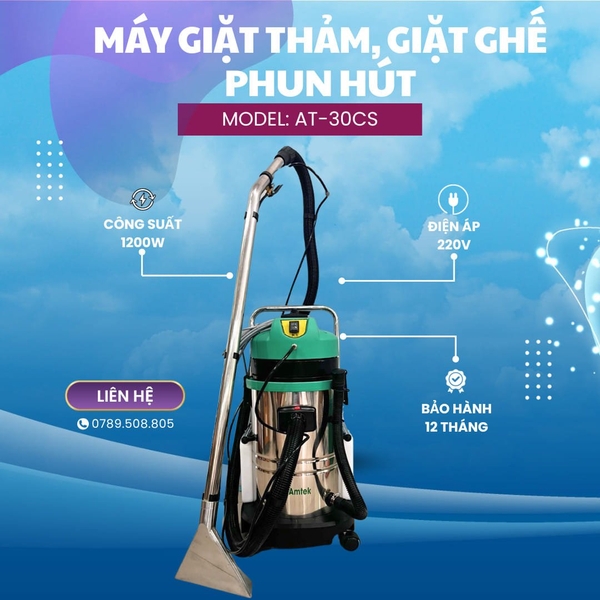 Máy giặt thảm giặt ghế phun hút 30L Amtek Model: AT-30CS