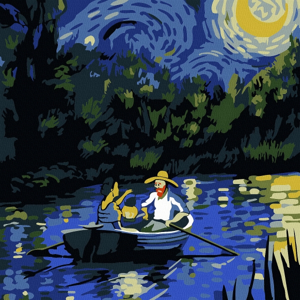 Tranh số hóa Vangogh 20x20cm - Sông trăng