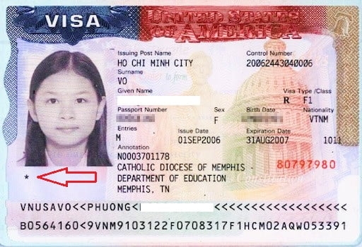 dấu sao trên visa Mỹ