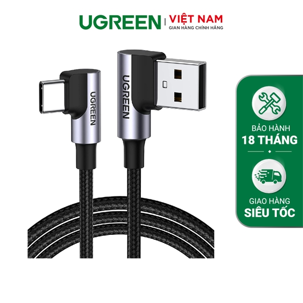 UGREEN Angled USB 2.0 A to Type C Cable Nickel Plating Aluminum Shell US176
