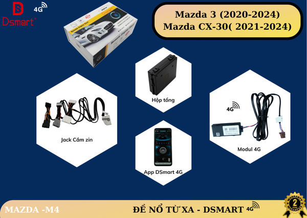 Đề Nổ Từ Xa Mazda 3 (2020-2023), Mazda CX-30 - Đề Nổ Băng Chìa Zin Và App Dsmart 4G