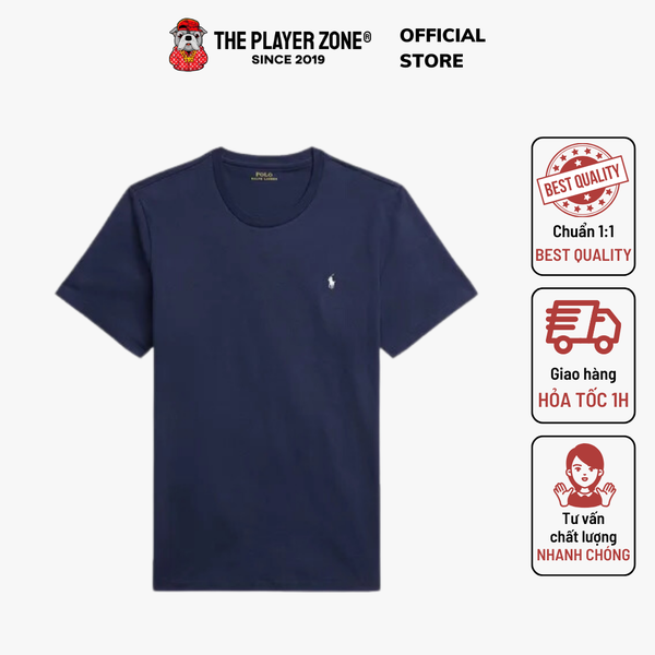 Áo Thun Polo Ralph Lauren Mens Classic Fit Short Sleeve (Logo Trắng) Navy