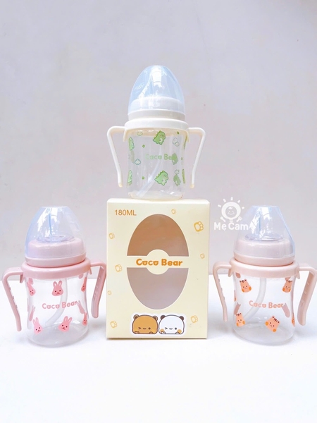 Bình tập hút uống nước, uống sữa Coco Bear 180ml cho bé